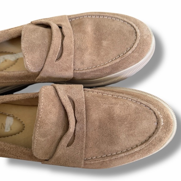 Patina x Portland Leather Beige Zoe Chunky Suede Loafers Minimal Academia Size 8 - Picture 8 of 11